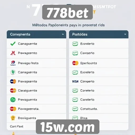 Pagamentos e métodos de depósito no site 778bet